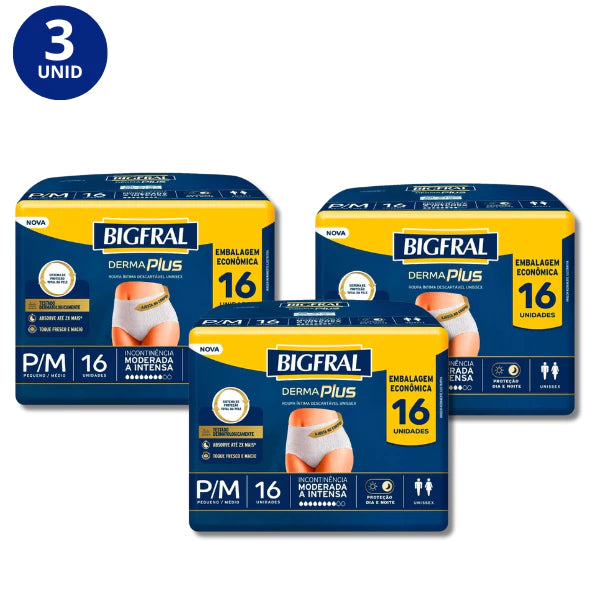 Kit 3x Bigfral Pants Premium Tam. P/M c/16 un.