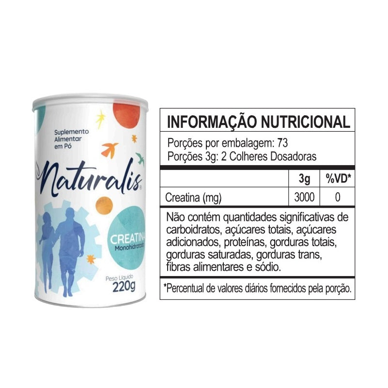 Creatina Monohidratada em Pó Lata com 220g Naturalis