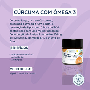 Cúrcuma com Óleo de Peixe com 60 Cápsulas Naturalis