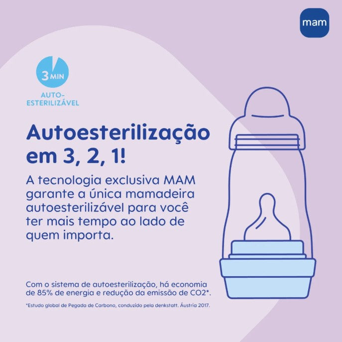 Mamadeira Easy Start Anticólica Cores 130ml MAM