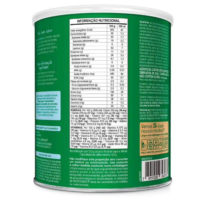 Nestogeno 1 (0-6 meses) Lata 800g Nestlé