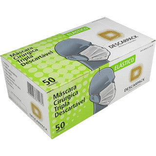 Máscara Tripla Proteção cx c/50 un. Descarpack